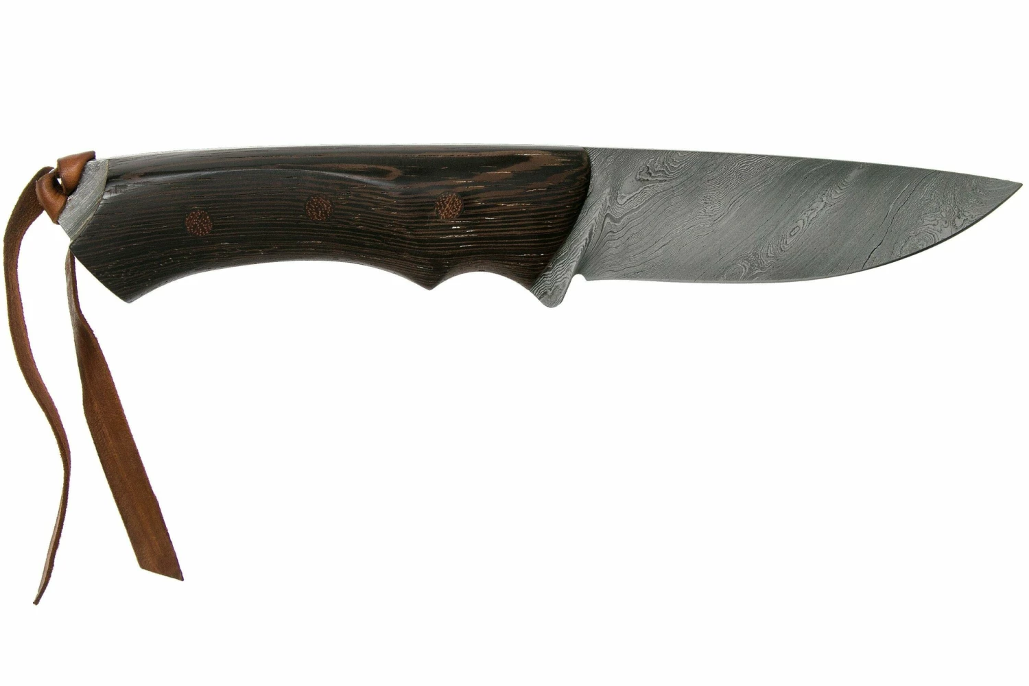 Autine Damascus Kurbads Wengé Damast, Brown RH Sheath, Cuchillo De Exterior 2 Autine Damascus Kurbads Wengé Damast, Brown RH Sheath, Cuchillo De Exterior - Imagen 2