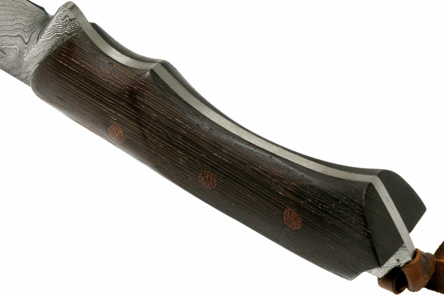 Autine Damascus Kurbads Wengé Damast, Brown RH Sheath, Cuchillo De Exterior 4 Autine Damascus Kurbads Wengé Damast, Brown RH Sheath, Cuchillo De Exterior - Imagen 4