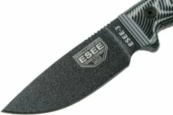 ESEE Model 3 Black Blade 3D Grey-Black G10 Cuchillo De Supervivencia 3PMB-002 Funda Negra + Clip Para Cinturón -Messen Verkoop 2024 EE 3PMB 002 03 esee knives