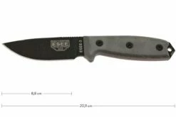 ESEE Model 3 Black Blade, Grey Handle 3P-MB-B Con Funda + Clip Y MOLLE-back