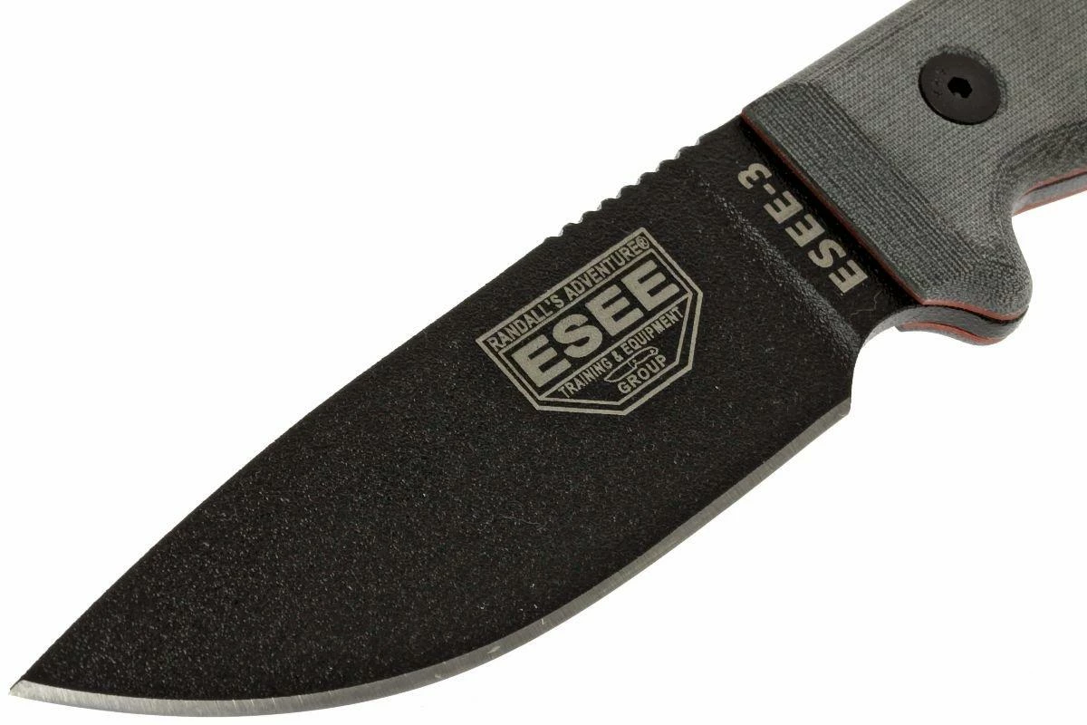 ESEE Model 3 Black Blade, Grey Handle 3P-MB-B Con Funda + Clip Y MOLLE-back 2 ESEE Model 3 Black Blade, Grey Handle 3P-MB-B Con Funda + Clip Y MOLLE-back - Imagen 2
