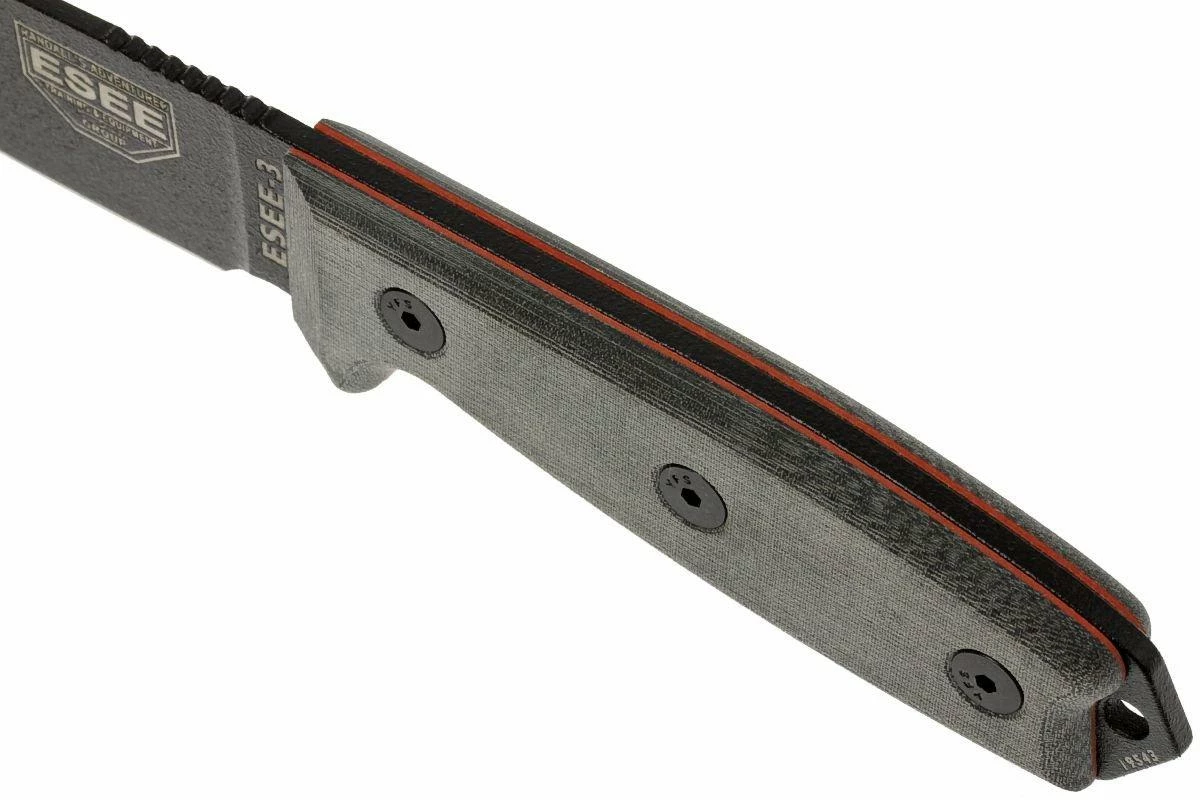 ESEE Model 3 Black Blade, Grey Handle 3P-MB-B Con Funda + Clip Y MOLLE-back 4 ESEE Model 3 Black Blade, Grey Handle 3P-MB-B Con Funda + Clip Y MOLLE-back - Imagen 4