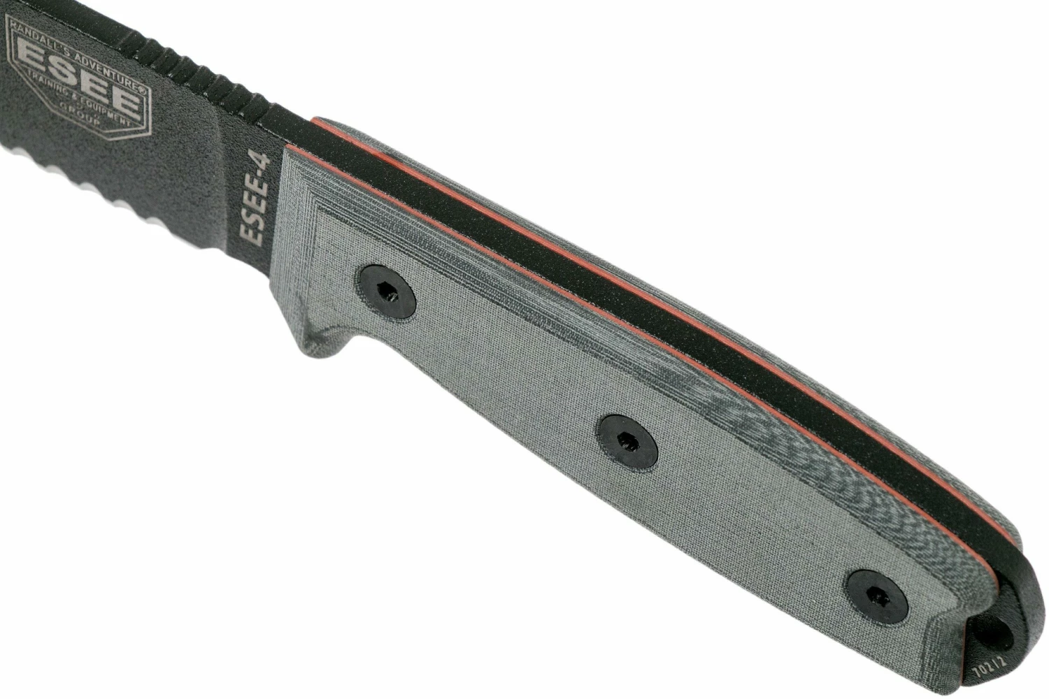 ESEE Model 4 Cuchilla Dentada, Mango Gris 4S-MB-B Con Funda Negra + Clip En MOLLE-back 5 ESEE Model 4 Cuchilla Dentada, Mango Gris 4S-MB-B Con Funda Negra + Clip En MOLLE-back - Imagen 5