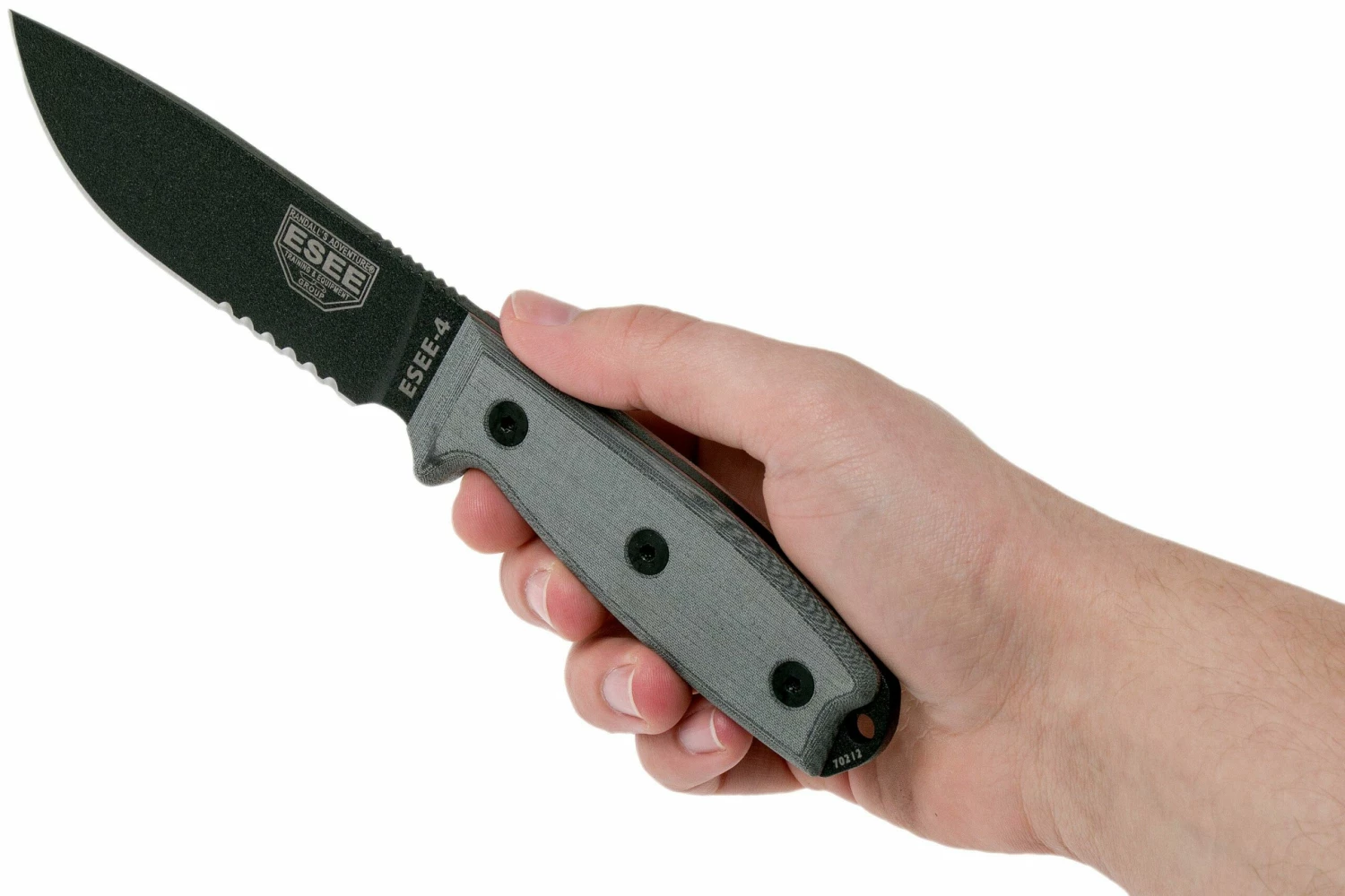 ESEE Model 4 Cuchilla Dentada, Mango Gris 4S-MB-B Con Funda Negra + Clip En MOLLE-back 6 ESEE Model 4 Cuchilla Dentada, Mango Gris 4S-MB-B Con Funda Negra + Clip En MOLLE-back - Imagen 6