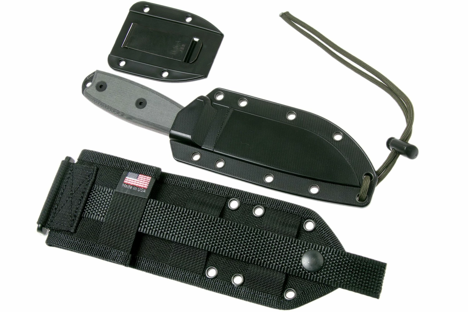 ESEE Model 4 Cuchilla Dentada, Mango Gris 4S-MB-B Con Funda Negra + Clip En MOLLE-back 8 ESEE Model 4 Cuchilla Dentada, Mango Gris 4S-MB-B Con Funda Negra + Clip En MOLLE-back - Imagen 8