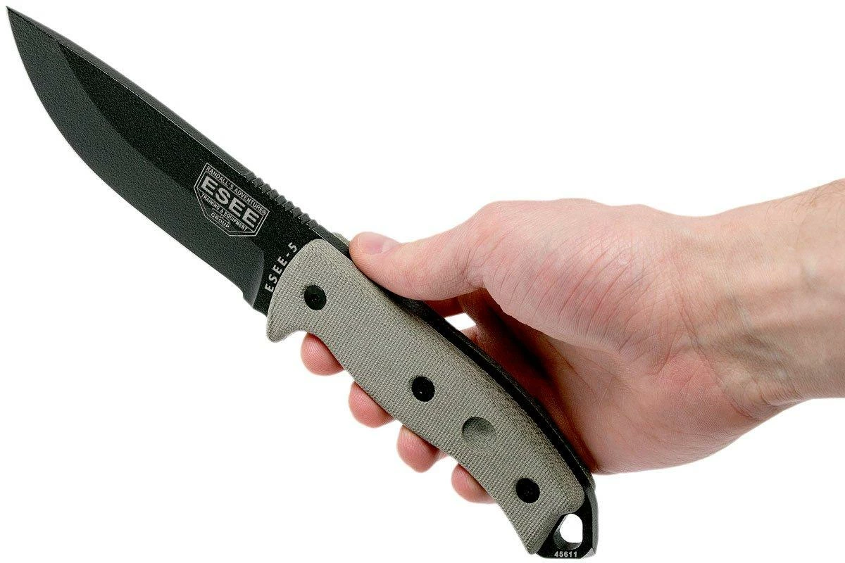 ESEE Model 5 Black Blade, Desert Tan Handle 5P-BK Con Funda Kydex + Clip De Cinturón 6 ESEE Model 5 Black Blade, Desert Tan Handle 5P-BK Con Funda Kydex + Clip De Cinturón - Imagen 6