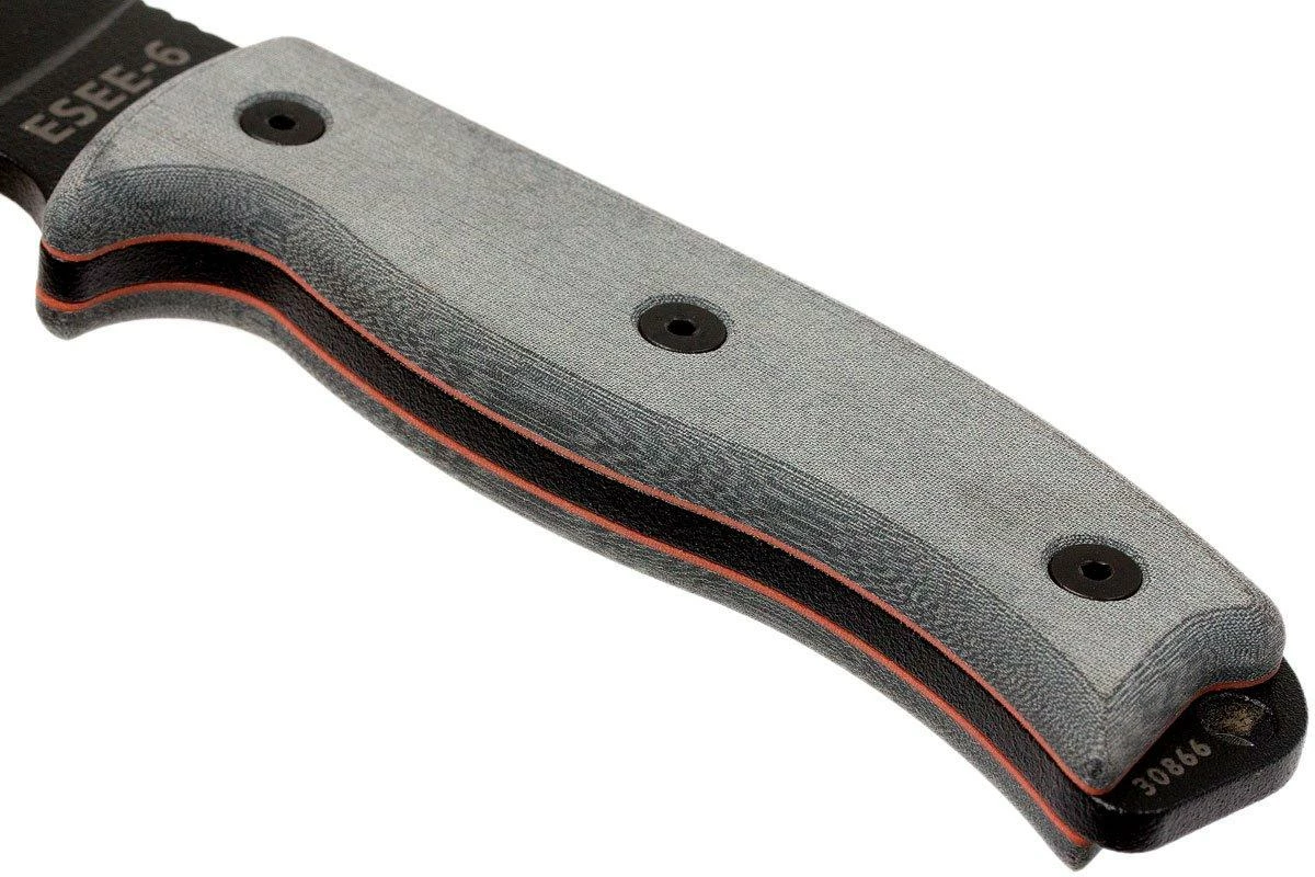 ESEE Model 6 Black Blade, Grey Handle 6P-B Con Funda Negra + Clip De Cinturón 4 ESEE Model 6 Black Blade, Grey Handle 6P-B Con Funda Negra + Clip De Cinturón - Imagen 4