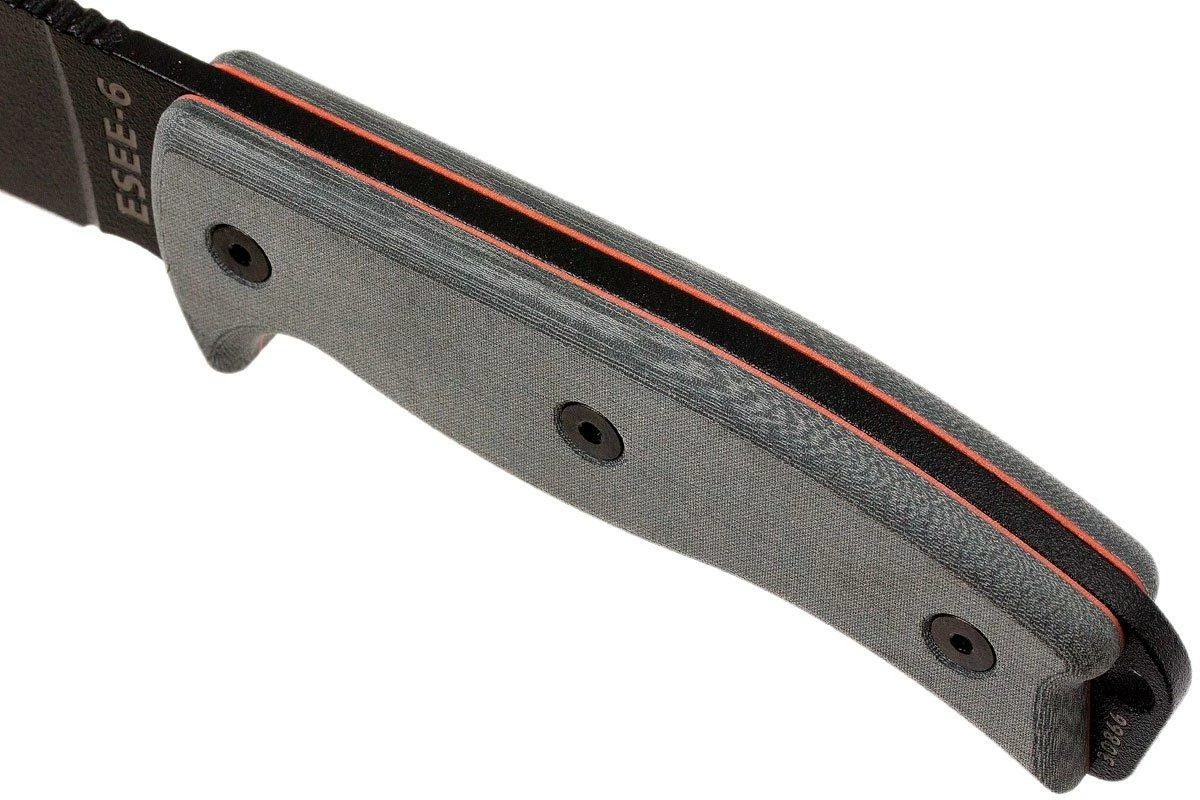 ESEE Model 6 Black Blade, Grey Handle 6P-B Con Funda Negra + Clip De Cinturón 5 ESEE Model 6 Black Blade, Grey Handle 6P-B Con Funda Negra + Clip De Cinturón - Imagen 5