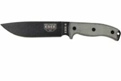 ESEE Model 6 Black Blade, Grey Handle 6P Con Funda Marrón + Clip De Cinturón