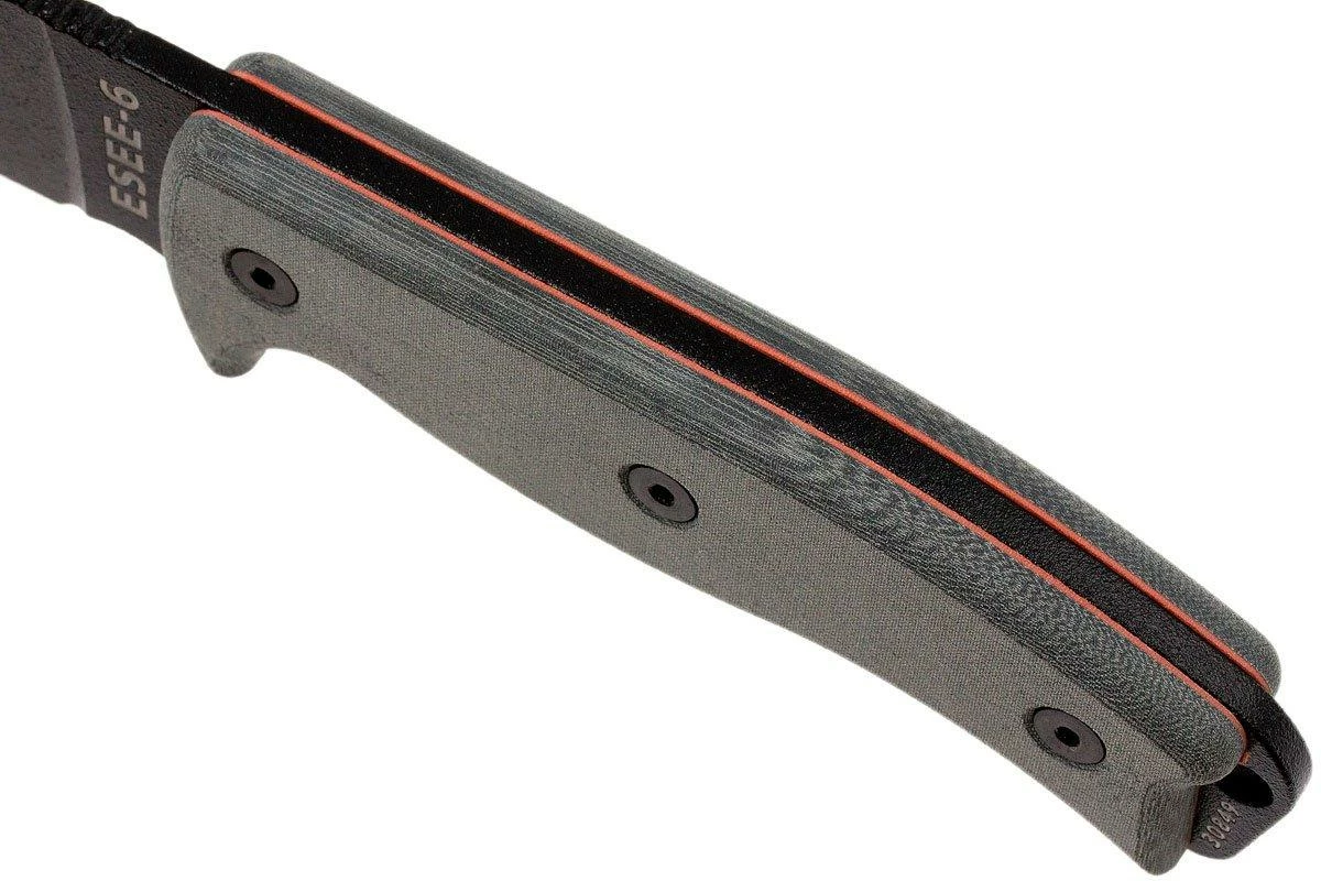 ESEE Model 6 Black Blade, Grey Handle 6P Con Funda Marrón + Clip De Cinturón 5 ESEE Model 6 Black Blade, Grey Handle 6P Con Funda Marrón + Clip De Cinturón - Imagen 5