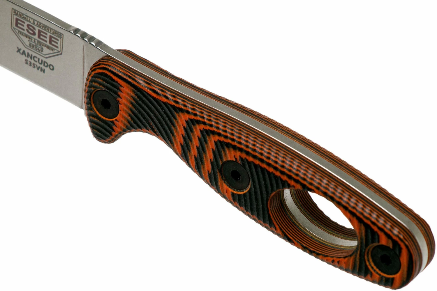 ESEE Xancudo S35VN Black-Orange G10 Con Agujero XAN1-006 Cuchillo Fijo 5 ESEE Xancudo S35VN Black-Orange G10 Con Agujero XAN1-006 Cuchillo Fijo - Imagen 5