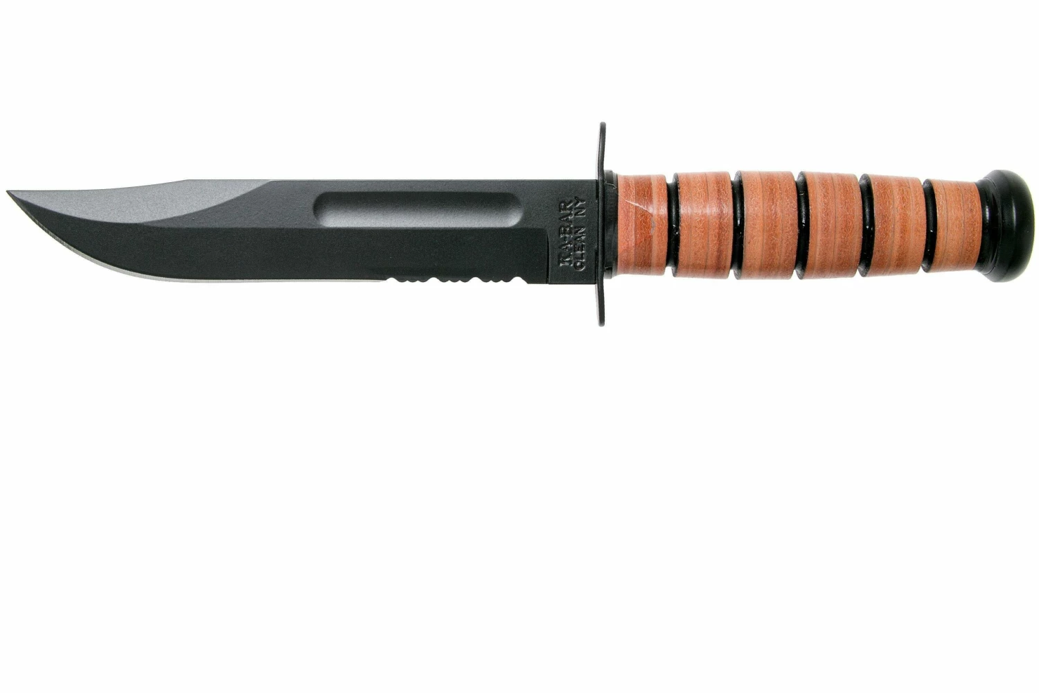 KA-BAR U.S. Army Knife 1219 Cuchillo Fijo, Parcialmente Dentado Con Funda De Cuero 1 KA-BAR U.S. Army Knife 1219 Cuchillo Fijo, Parcialmente Dentado Con Funda De Cuero