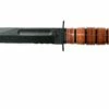 KA-BAR Short USMC 1252 Cuchillo Fijo, Parcialmente Dentado, Funda De Cuero