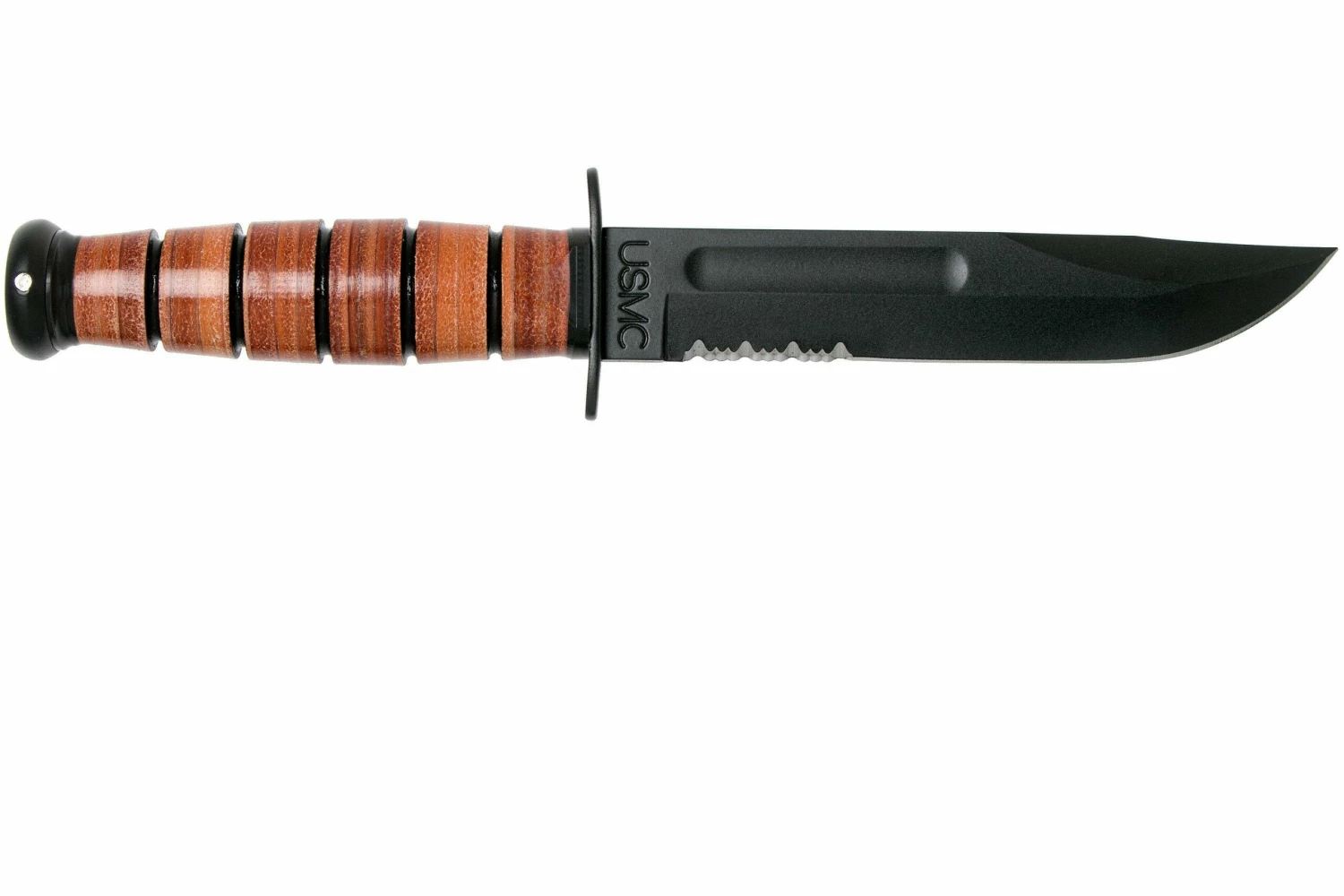 KA-BAR Short USMC 1252 Cuchillo Fijo, Parcialmente Dentado, Funda De Cuero 2 KA-BAR Short USMC 1252 Cuchillo Fijo, Parcialmente Dentado, Funda De Cuero - Imagen 2